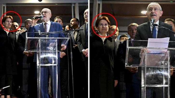 6'lı Masa'nın adayını açıkladığı anlarda Akşener'in yüz ifadesi dikkat çekti