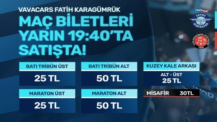 Adana Demirspor - Fatih Karagümrük maçının biletleri satışa çıkıyor