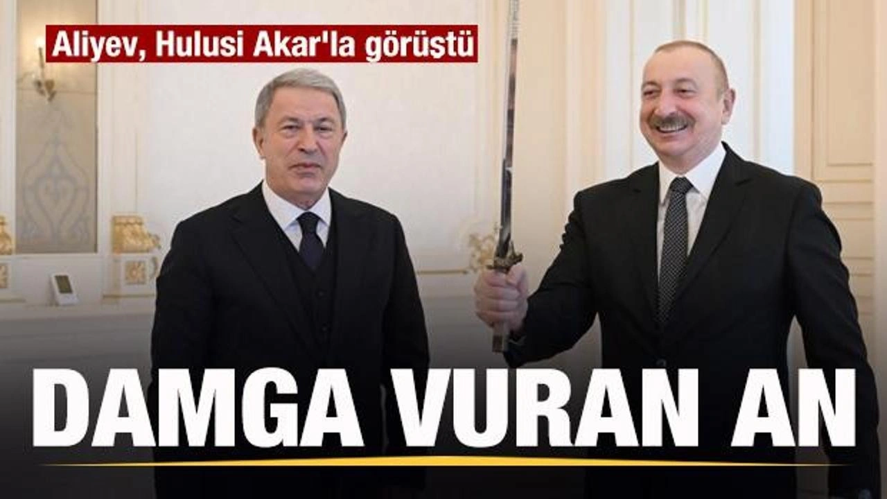 Aliyev, Hulusi Akar'ı kabul etti! Görüşmeye hediye damga vurdu