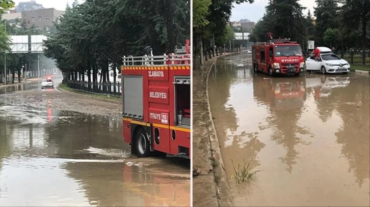 Amasya'da sağanak nedeniyle ulaşım aksadı, cadde ve köprü altları suyla doldu