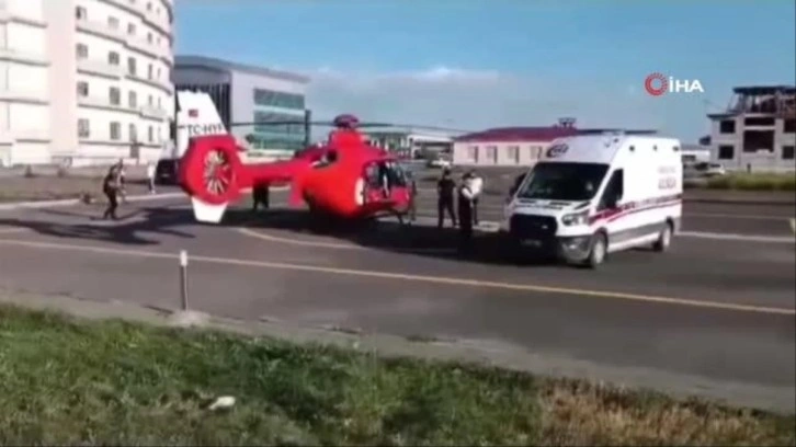 Ambulans helikopter yeni doğan bebek için havalandı