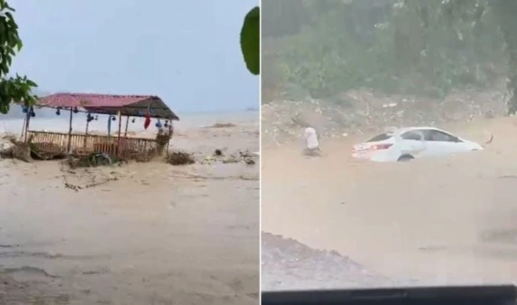 Antalya'yı sağanak vurdu: Dere taştı, yollar göle döndü