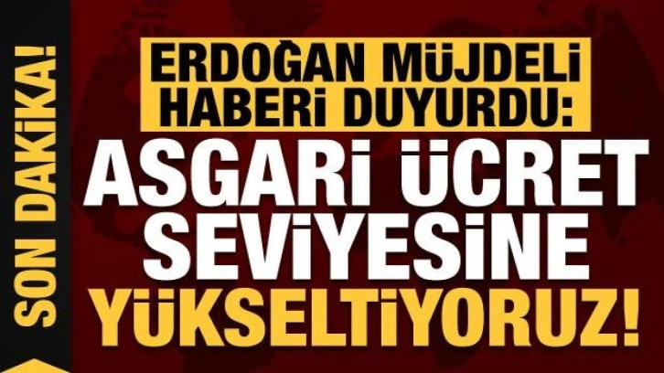 Başkan Erdoğan'dan son dakika müjdeyi verdi: Asgari ücret seviyesine yükseltiyoruz!