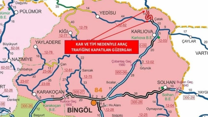 Bingöl-Erzurum karayolu tipi nedeniyle kapandı