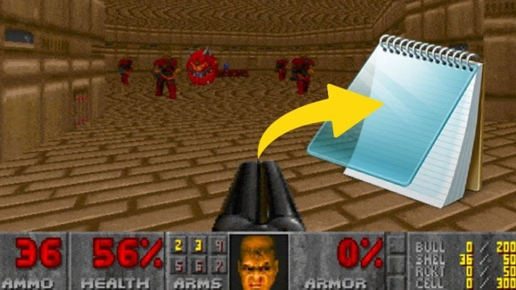 DOOM, Windows Not Defteri Uygulamasında Çalıştırıldı [Video]