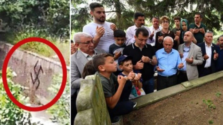 Ekrem İmamoğlu'na 'gamalı haç' provokasyonu! Aile mezarlığının duvarına çizdiler