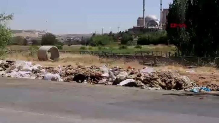 Gaziantep'te, yol kenarlarına atılan yüzlerce kurban derisi ve atık tepki topladı