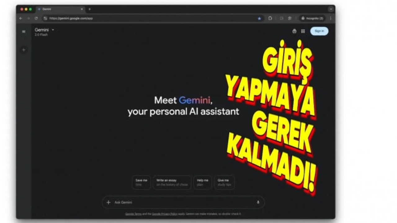 Google Gemini, Giriş Yapmadan da Kullanılabilecek!