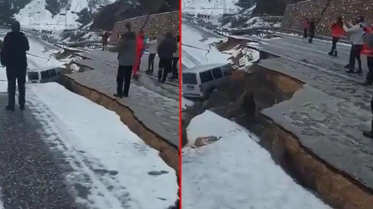 Görüntü Gaziantep-Adana yolundan! Depremde açılan çukurlar araçları yuttu, dev uçurumlar oluştu