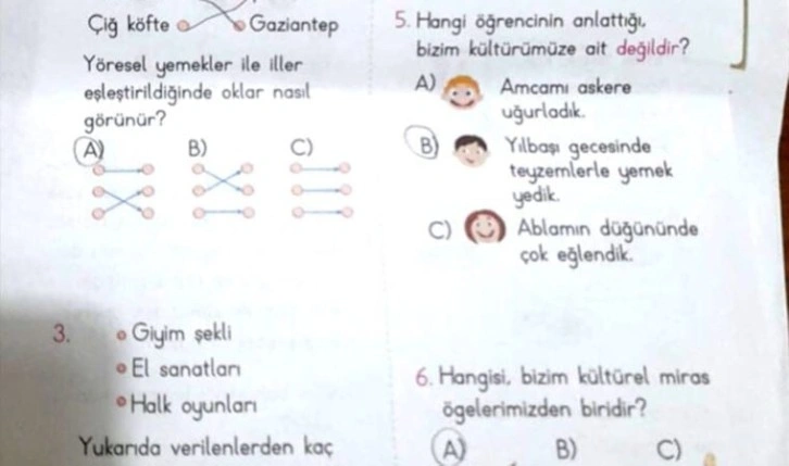 İlkokul test kitabında skandal sorular