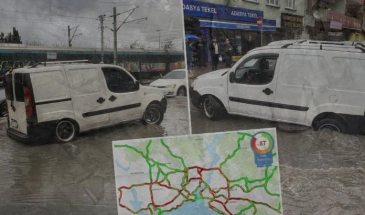 İstanbul’da sağanak yağış: Yollar göle döndü, trafik durma noktasına geldi