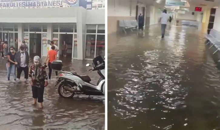 İzmir'de sağanak yağış: Ege Üniversitesi Hastanesi'ni su bastı