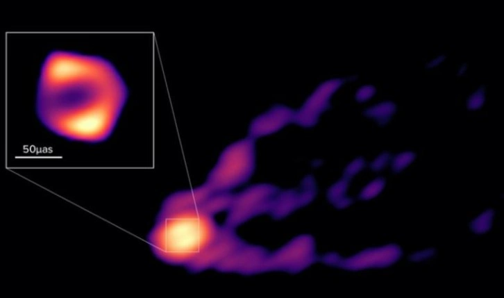 Kara deliğin gölgesinden fırlayan jet ilk kez görüntülendi