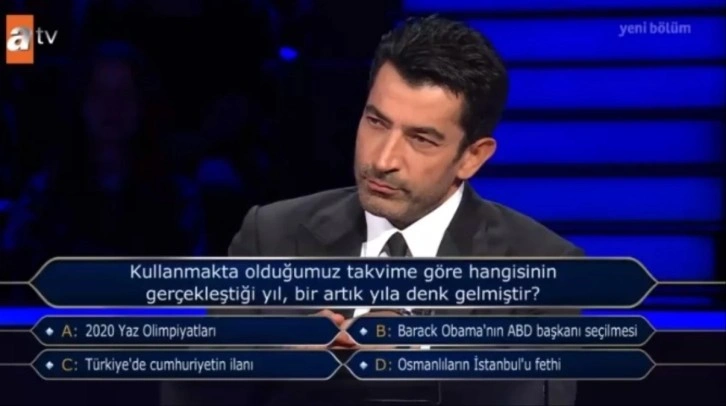 Kullanmakta olduğumuz takvime göre hangisinin gerçekleştiği yıl, bir artık yıla denk gelmiştir?