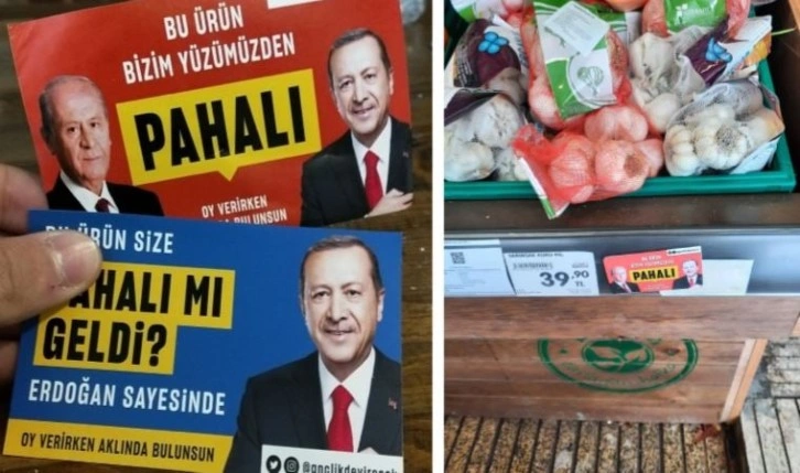 Marketlerde 'Erdoğan'lı etiketler: Bu ürün bizim yüzümüzden pahalı