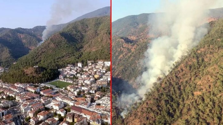 Marmaris'te orman yangını! Alevler yerleşim alanlarının hemen dibinde