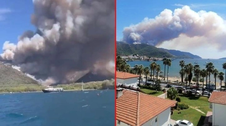 Marmaris'te orman yangını! Ekipler yangına havadan ve karadan müdahale ediyor