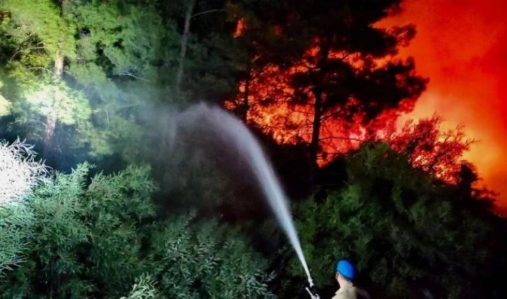 Marmaris'te orman yangını saatlerdir sürüyor