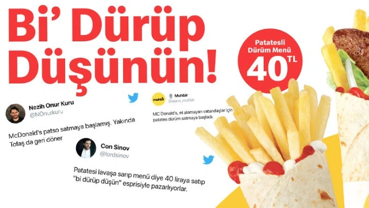 McDonald’s 80 TL’ye ‘Patates Dürüm Menü’ Satmaya Başlıyor