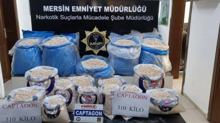 Mersin’de 310 kilo captagon hap ele geçirildi