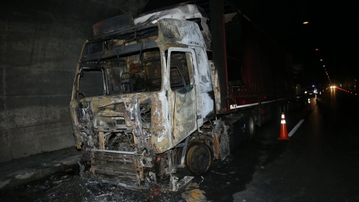 Ordu'da tünelden geçen TIR'da yangın çıktı!