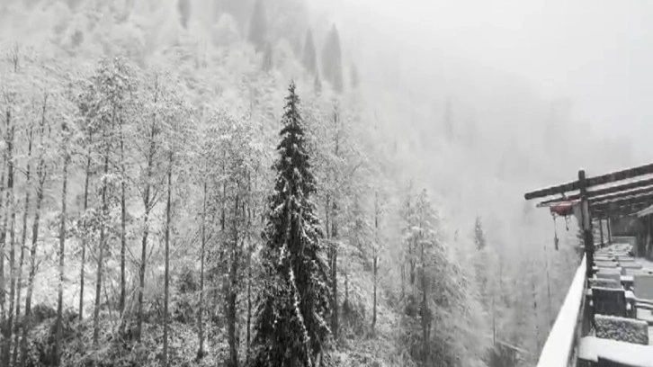 Rize’nin yüksek kesimlerine kar yağdı, Ayder Yaylası beyaza büründü