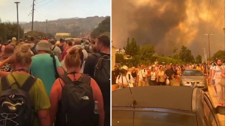 Rodos Adası'nda kabus! Alevlerin sardığı binlerce turist limanlarda tahliye bekliyor