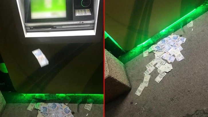 Şaşkın vatandaşın ATM'ye fazla yüklediği paralar yola saçıldı