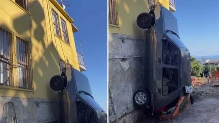 Şaşkına çeviren görüntü! Aracını iple binadan aşağı sarkıttı: 'İlginç bir ceza yöntemi'