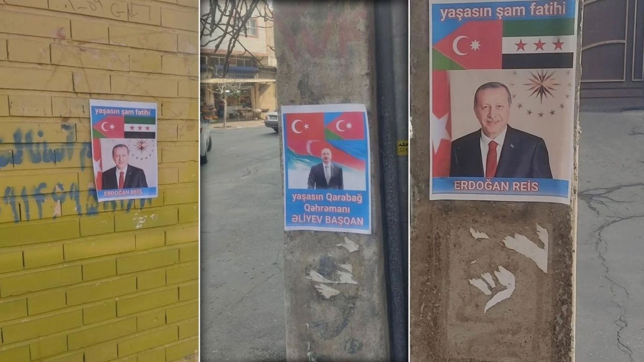 Tebriz sokaklarında ilginç görüntüler! Övgü dolu Erdoğan ve Aliyev afişleri