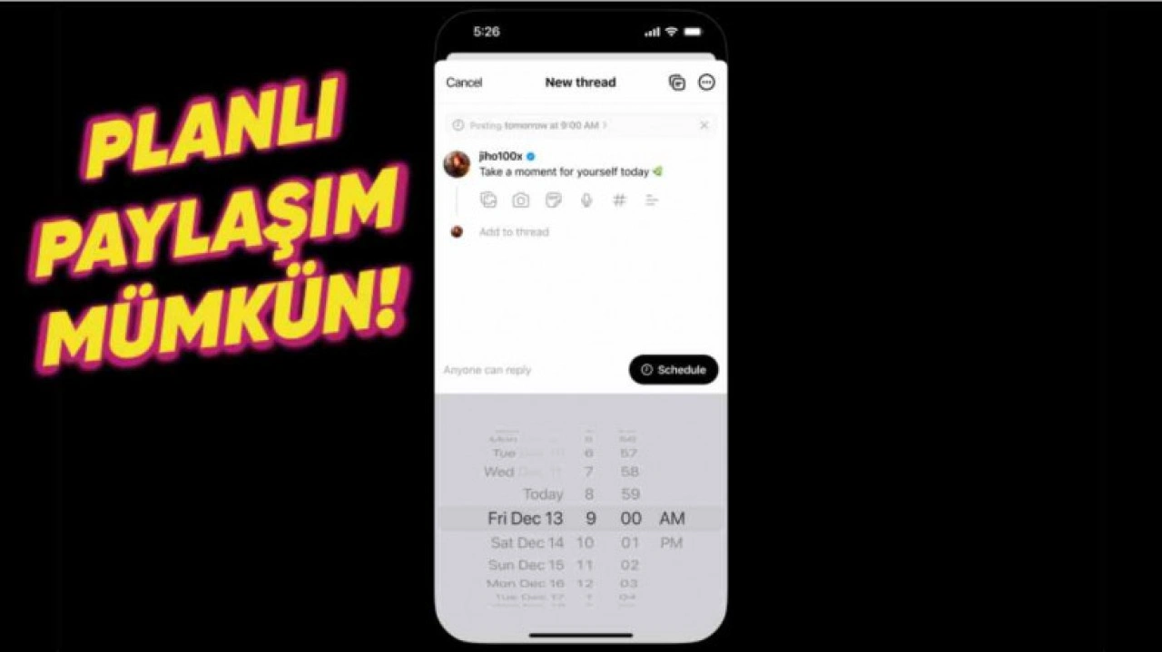 Threads'e Gönderi Zamanlama Özelliği Geliyor