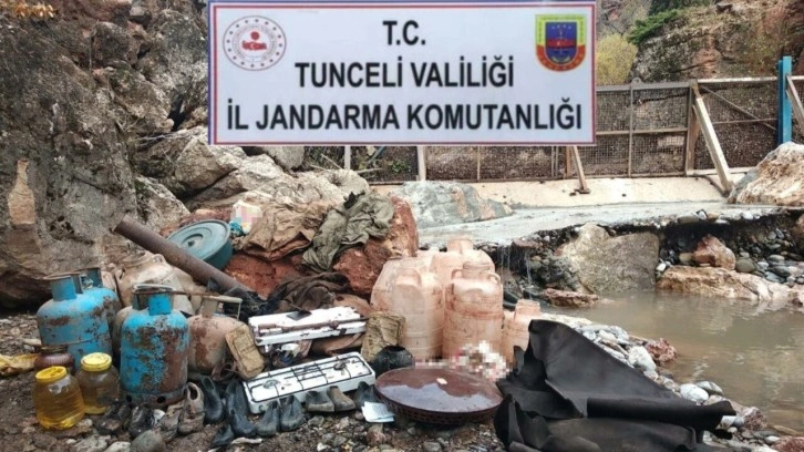 Tunceli’de mağara içinde çok sayıda teknik ve yaşam malzemesi ele geçirildi