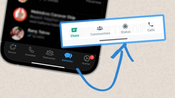 WhatsApp Android Uygulamasında Gezinti Çubuğu Taşınıyor