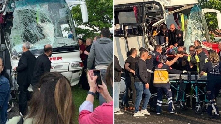 Yola aniden çıkan büyükbaş kazaya neden oldu! İşçi servisleri çarpıştı: 11 yaralı