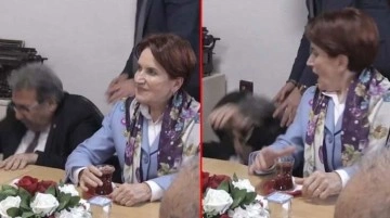 Akşener'in ziyaretine damga vuran an! Sandalye kırılınca yanındaki isim kendini yerde buldu