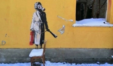 Banksy'nin Ukrayna'daki bir eseri duvardan sökülerek çalınmak istendi