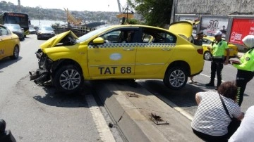 Beyoğlu'nda taksi dehşeti! Freni patladı, refüje çıkarak durabildi