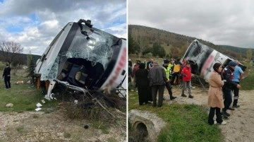 Bilecik'te yolcu otobüsü şarampole devrildi: 1'i ağır 12 yaralı