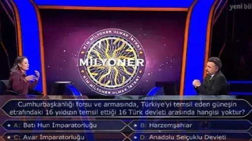 Cumhurbaşkanlığı forsunda hangi Türk devleti yoktur? Milyoner'de 1 milyon TL'lik soru