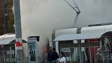 Eskişehir'de tramvayda yangın çıktı