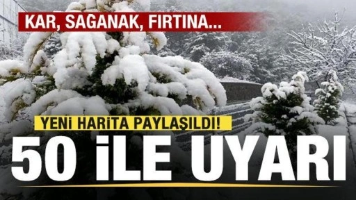 Meteoroloji yeni haritayı paylaştı! 50 ile uyarı! Daha da şiddetlenecek! Kar, sağanak...