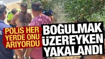 Ormanı yakan şüpheli boğulmak üzereyken yakalandı