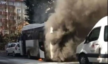 Tekirdağ'da işçi servisi alev alev yandı