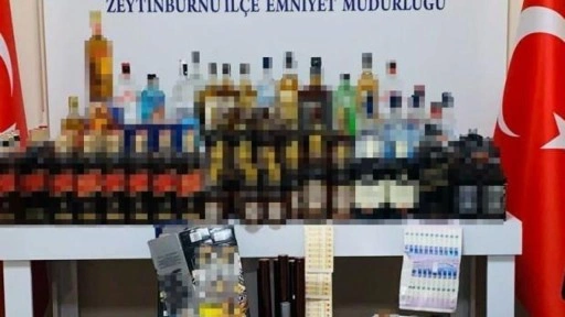 Zeytinburnu'nda depoya sahte alkol baskını: 155 şişe sahte alkol ele geçirildi